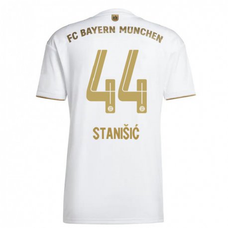 Kandiny Damen Josip Stanisic #44 Weißes Gold Auswärtstrikot Trikot 2022/23 T-shirt