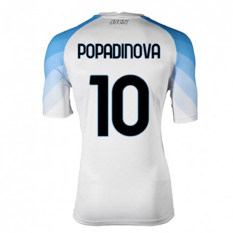 Kandiny Damen Evdokiya Popadinova #10 Weiß Himmelblau Auswärtstrikot Trikot 2022/23 T-shirt