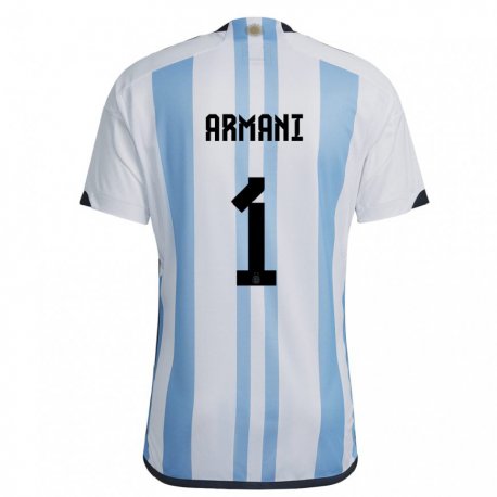 Kandiny Kinder Argentinische Franco Armani #1 Weiß Himmelblau Heimtrikot Trikot 22-24 T-shirt