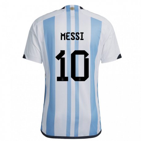 Kandiny Kinder Argentinische Lionel Messi #10 Weiß Himmelblau Heimtrikot Trikot 22-24 T-shirt
