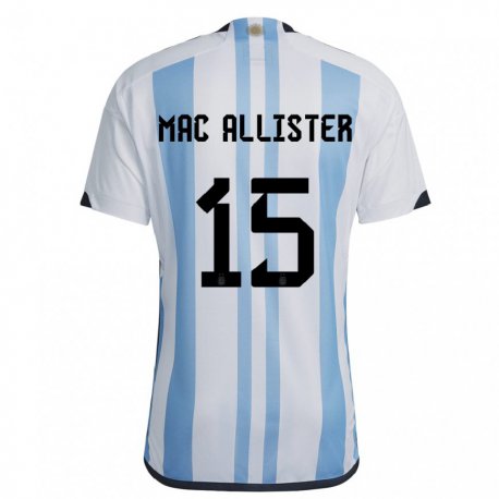 Kandiny Kinder Argentinische Alexis Mac Allister #15 Weiß Himmelblau Heimtrikot Trikot 22-24 T-shirt