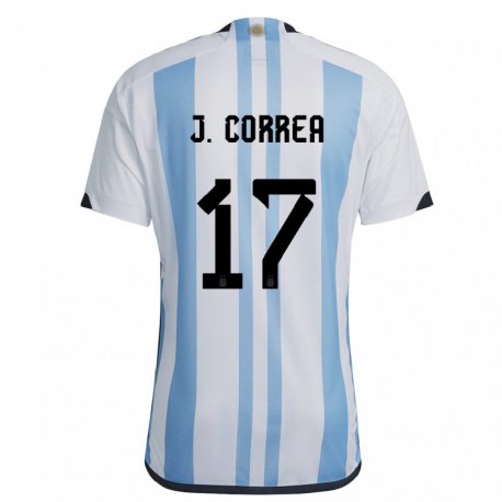 Kandiny Kinder Argentinische Joaquin Correa #17 Weiß Himmelblau Heimtrikot Trikot 22-24 T-shirt