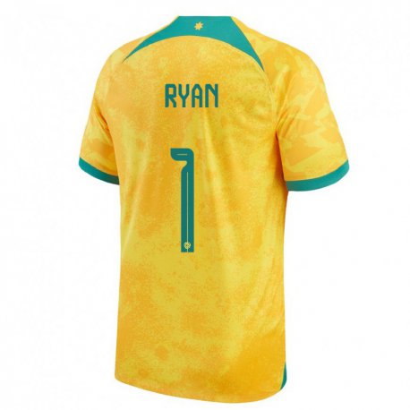 Kandiny Kinder Australische Mathew Ryan #1 Gold Heimtrikot Trikot 22-24 T-shirt