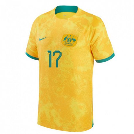 Kandiny Kinder Australische Connor Metcalfe #17 Gold Heimtrikot Trikot 22-24 T-shirt