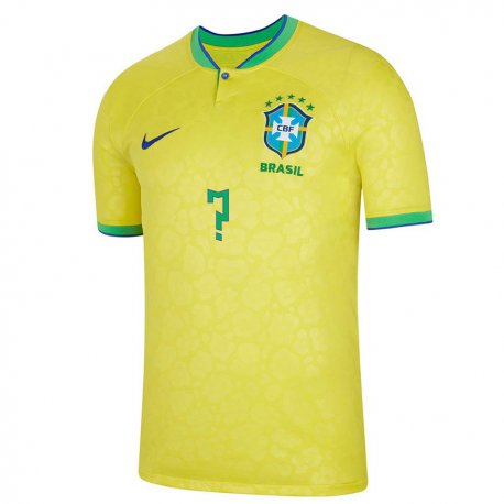 Kandiny Kinder Brasilianische Ihren Namen #0 Gelb Heimtrikot Trikot 22-24 T-shirt