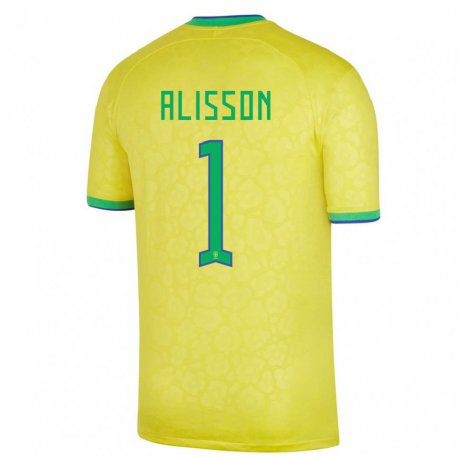 Kandiny Kinder Brasilianische Alisson #1 Gelb Heimtrikot Trikot 22-24 T-shirt