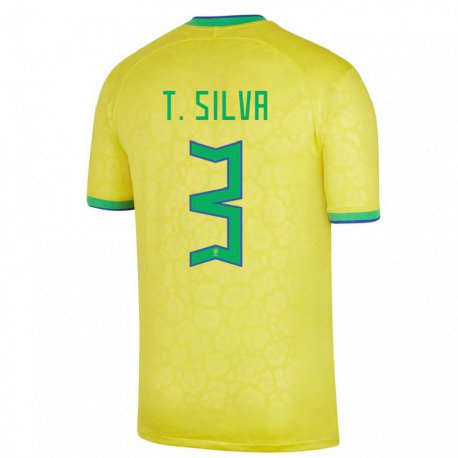 Kandiny Kinder Brasilianische Thiago Silva #3 Gelb Heimtrikot Trikot 22-24 T-shirt