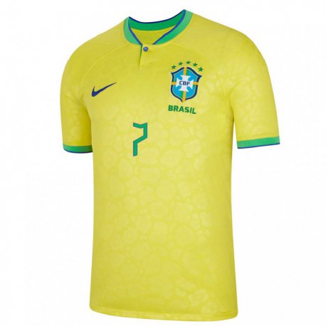 Kandiny Kinder Brasilianische Lucas Paqueta #7 Gelb Heimtrikot Trikot 22-24 T-shirt