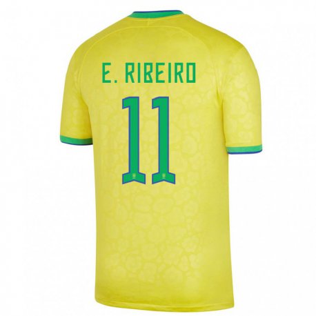 Kandiny Kinder Brasilianische Everton Ribeiro #11 Gelb Heimtrikot Trikot 22-24 T-shirt