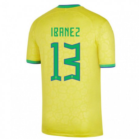 Kandiny Kinder Brasilianische Roger Ibanez #13 Gelb Heimtrikot Trikot 22-24 T-shirt