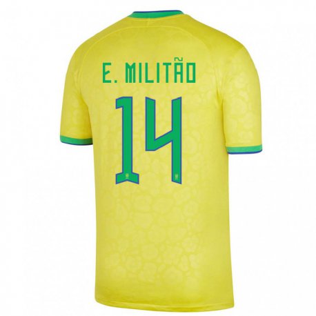 Kandiny Kinder Brasilianische Eder Militao #14 Gelb Heimtrikot Trikot 22-24 T-shirt