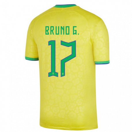 Kandiny Kinder Brasilianische Bruno Guimaraes #17 Gelb Heimtrikot Trikot 22-24 T-shirt