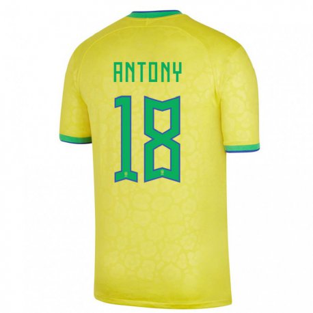 Kandiny Kinder Brasilianische Antony #18 Gelb Heimtrikot Trikot 22-24 T-shirt