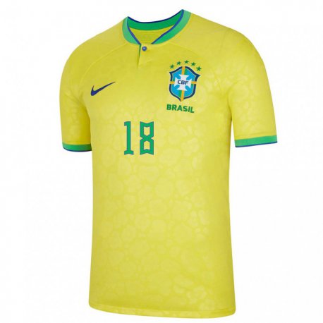 Kandiny Kinder Brasilianische Antony #18 Gelb Heimtrikot Trikot 22-24 T-shirt