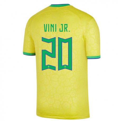 Kandiny Kinder Brasilianische Vinicius Junior #20 Gelb Heimtrikot Trikot 22-24 T-shirt