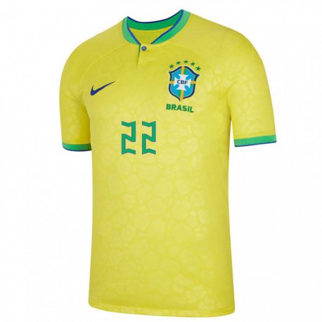 Kandiny Kinder Brasilianische Bremer #22 Gelb Heimtrikot Trikot 22-24 T-shirt