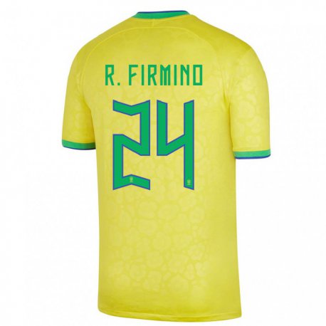 Kandiny Kinder Brasilianische Roberto Firmino #24 Gelb Heimtrikot Trikot 22-24 T-shirt