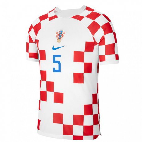 Kandiny Kinder Kroatische Martin Erlic #5 Rot-weiss Heimtrikot Trikot 22-24 T-shirt