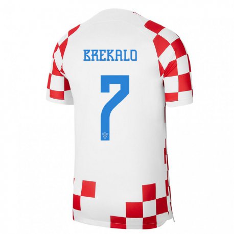 Kandiny Kinder Kroatische Josip Brekalo #7 Rot-weiss Heimtrikot Trikot 22-24 T-shirt