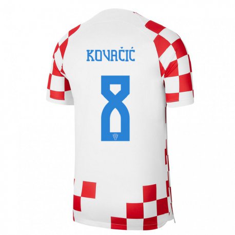 Kandiny Kinder Kroatische Mateo Kovacic #8 Rot-weiss Heimtrikot Trikot 22-24 T-shirt