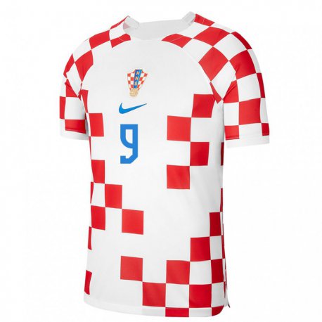 Kandiny Kinder Kroatische Andrej Kramaric #9 Rot-weiss Heimtrikot Trikot 22-24 T-shirt
