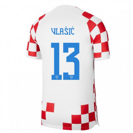 Kandiny Kinder Kroatische Nikola Vlasic #13 Rot-weiss Heimtrikot Trikot 22-24 T-shirt
