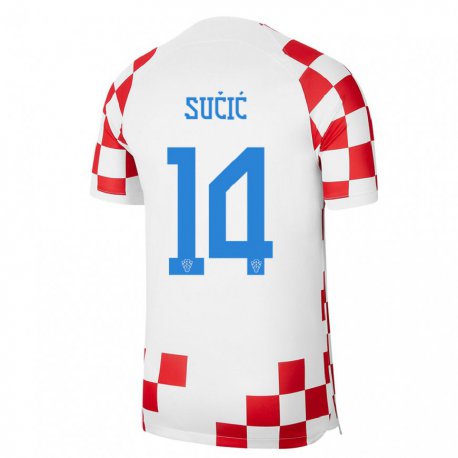 Kandiny Kinder Kroatische Luka Sucic #14 Rot-weiss Heimtrikot Trikot 22-24 T-shirt