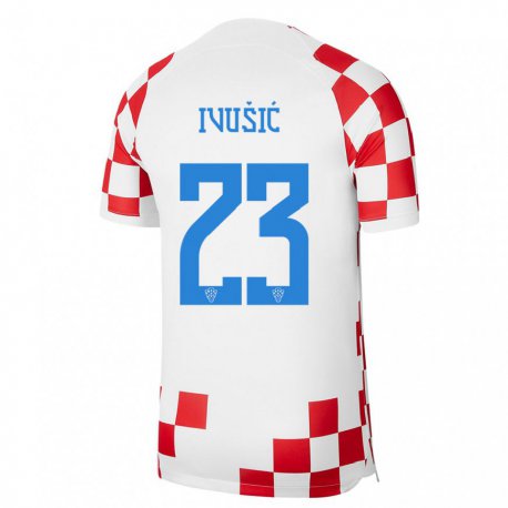 Kandiny Kinder Kroatische Ivica Ivusic #23 Rot-weiss Heimtrikot Trikot 22-24 T-shirt