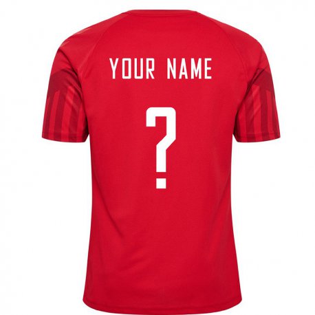 Kandiny Kinder Dänische Ihren Namen #0 Rot Heimtrikot Trikot 22-24 T-shirt