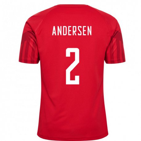 Kandiny Kinder Dänische Joachim Andersen #2 Rot Heimtrikot Trikot 22-24 T-shirt