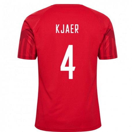 Kandiny Kinder Dänische Simon Kjaer #4 Rot Heimtrikot Trikot 22-24 T-shirt