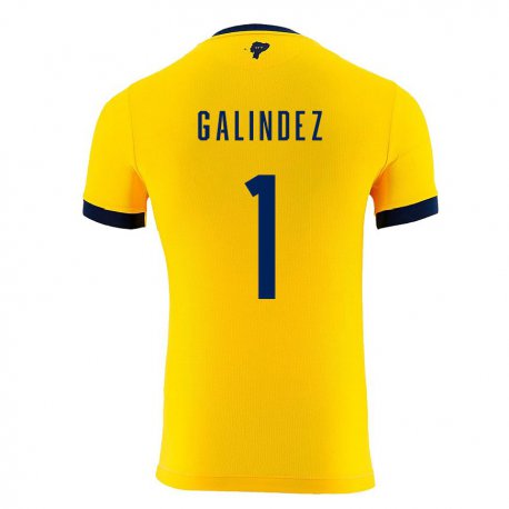 Kandiny Kinder Ecuadorianische Hernan Galindez #1 Gelb Heimtrikot Trikot 22-24 T-shirt