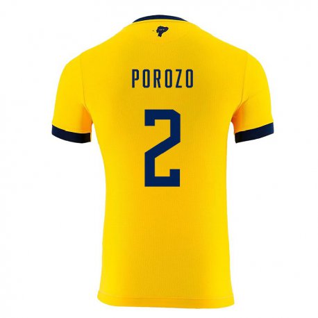 Kandiny Kinder Ecuadorianische Jackson Porozo #2 Gelb Heimtrikot Trikot 22-24 T-shirt