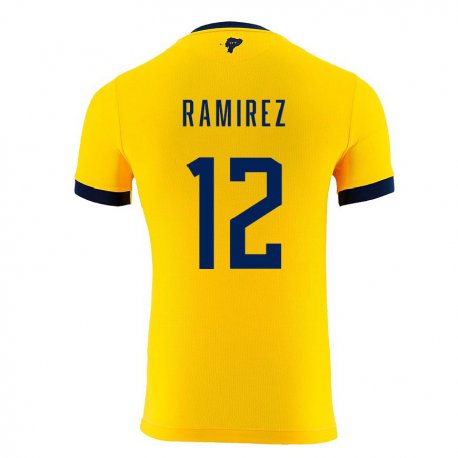 Kandiny Kinder Ecuadorianische Moises Ramirez #12 Gelb Heimtrikot Trikot 22-24 T-shirt