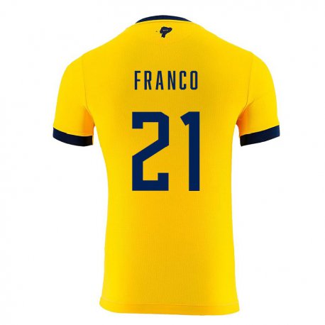 Kandiny Kinder Ecuadorianische Alan Franco #21 Gelb Heimtrikot Trikot 22-24 T-shirt