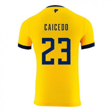Kandiny Kinder Ecuadorianische Moises Caicedo #23 Gelb Heimtrikot Trikot 22-24 T-shirt