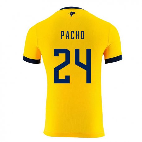 Kandiny Kinder Ecuadorianische William Pacho #24 Gelb Heimtrikot Trikot 22-24 T-shirt