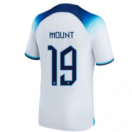 Kandiny Kinder Englische Mason Mount #19 Weiß Blau Heimtrikot Trikot 22-24 T-shirt