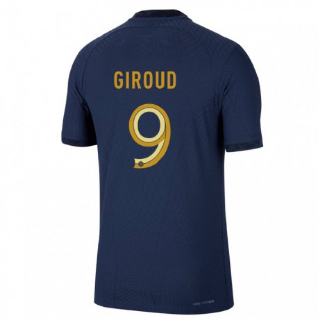 Kandiny Kinder Französische Olivier Giroud #9 Marineblau Heimtrikot Trikot 22-24 T-shirt