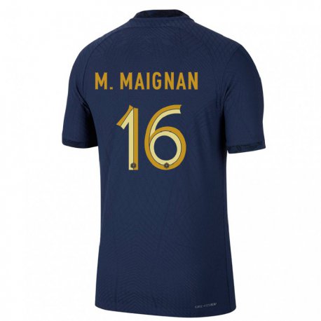 Kandiny Kinder Französische Mike Maignan #16 Marineblau Heimtrikot Trikot 22-24 T-shirt