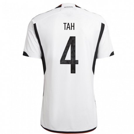 Kandiny Kinder Deutsche Jonathan Tah #4 Weiß Schwarz Heimtrikot Trikot 22-24 T-shirt