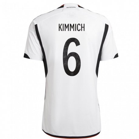 Kandiny Kinder Deutsche Joshua Kimmich #6 Weiß Schwarz Heimtrikot Trikot 22-24 T-shirt