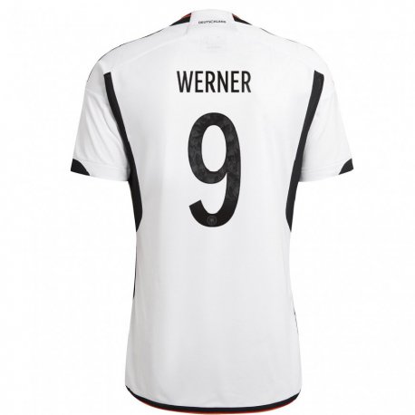 Kandiny Kinder Deutsche Timo Werner #9 Weiß Schwarz Heimtrikot Trikot 22-24 T-shirt