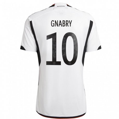 Kandiny Kinder Deutsche Serge Gnabry #10 Weiß Schwarz Heimtrikot Trikot 22-24 T-shirt