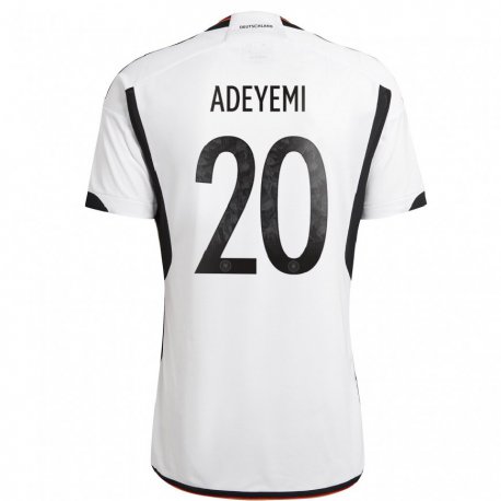 Kandiny Kinder Deutsche Karim Adeyemi #20 Weiß Schwarz Heimtrikot Trikot 22-24 T-shirt