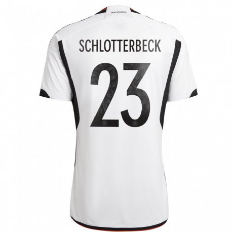 Kandiny Kinder Deutsche Nico Schlotterbeck #23 Weiß Schwarz Heimtrikot Trikot 22-24 T-shirt