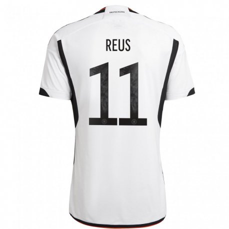 Kandiny Kinder Deutsche Marco Reus #11 Weiß Schwarz Heimtrikot Trikot 22-24 T-shirt