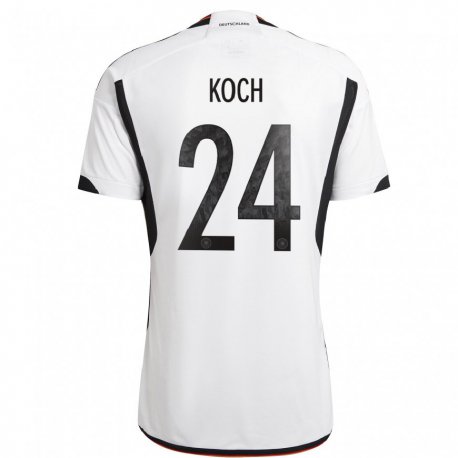Kandiny Kinder Deutsche Robin Koch #24 Weiß Schwarz Heimtrikot Trikot 22-24 T-shirt