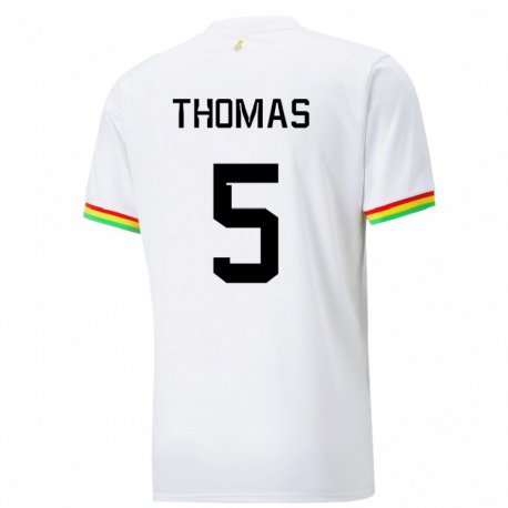 Kandiny Kinder Ghanaische Thomas Partey #5 Weiß Heimtrikot Trikot 22-24 T-shirt