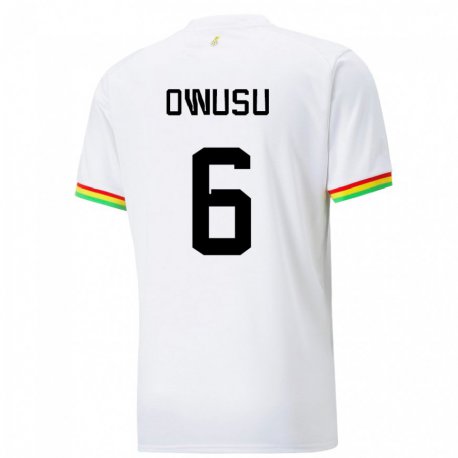 Kandiny Kinder Ghanaische Elisha Owusu #6 Weiß Heimtrikot Trikot 22-24 T-shirt